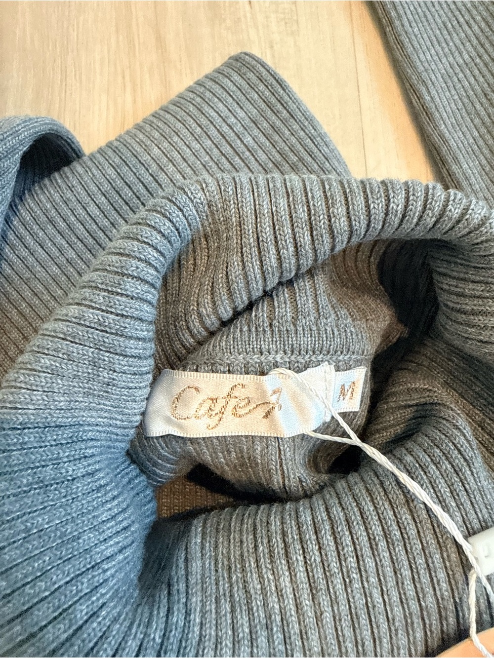 Women’s Gray Turtleneck Sweater with Stud Detail - Picture 5 of 6
